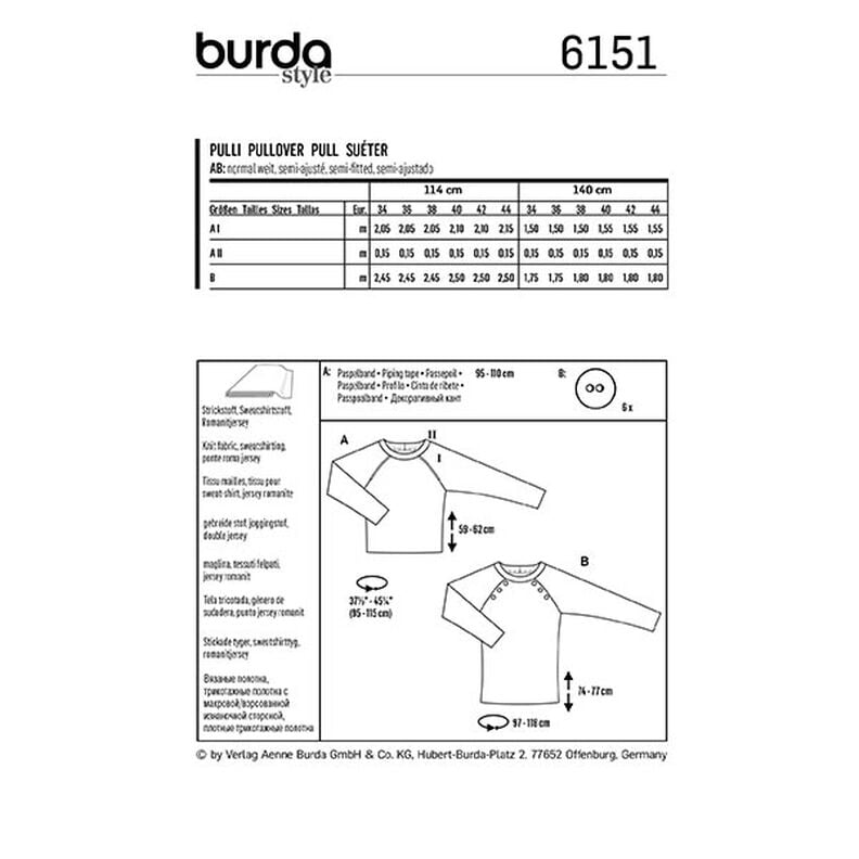 Sudadera, Burda 6151 | 34-44,  image number 9