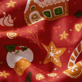 Tela de algodón Popelina Pan de jengibre – carmín/mostaza, 