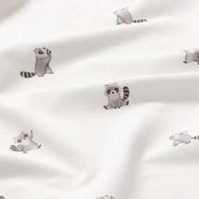 GOTS Tela de jersey de algod&oacute;n Mapaches bonitos Impresi&oacute;n digital &ndash; marfil, 