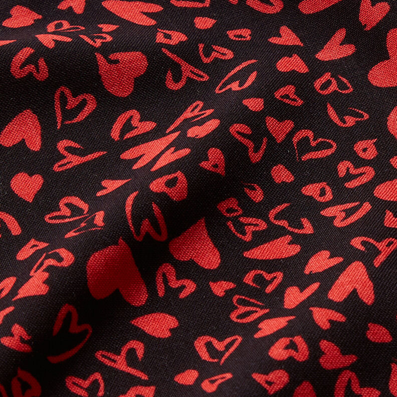 Viscosa con corazones – negro/rojo,  image number 2