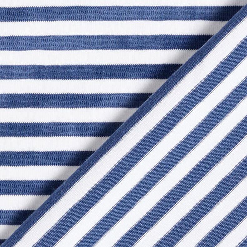 Tela de jersey de algodón Rayas delgadas – azul vaquero/blanco,  image number 5