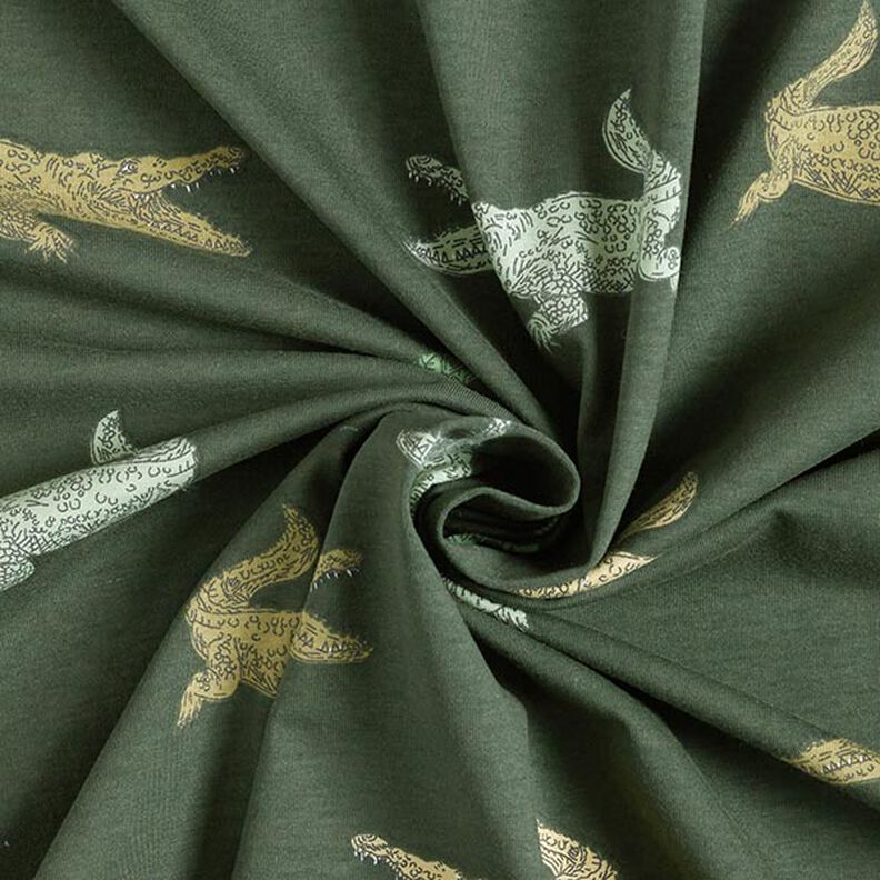 Tela de jersey de algodón Cocodrilo – pino oscuro,  image number 4