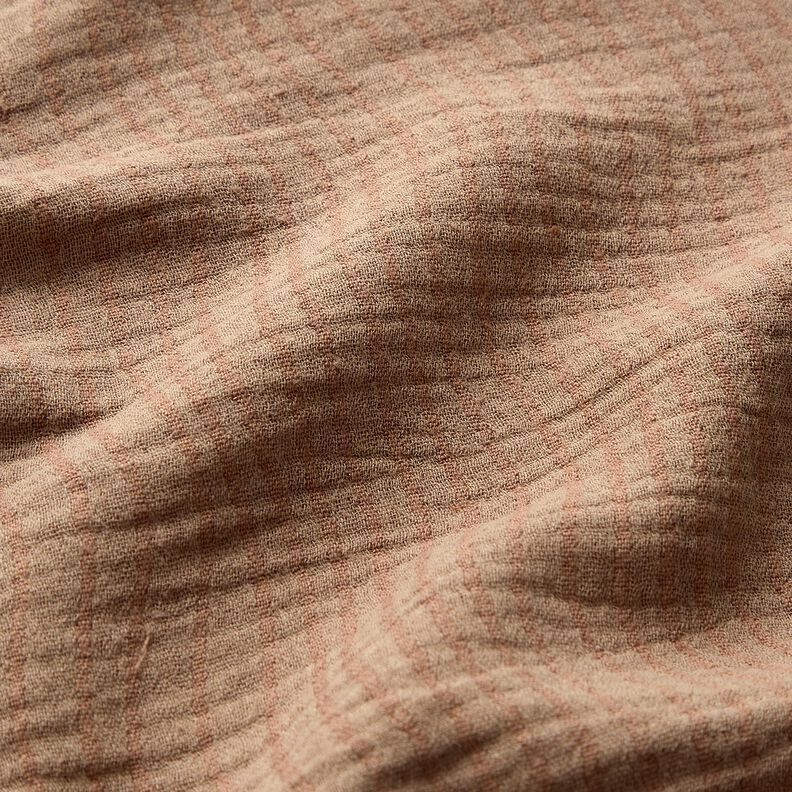 Mezcla de lino y algodón Jacquard Estampado onda – marrón medio,  image number 2