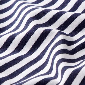 Tela de jersey de algodón Rayas delgadas – azul marino/blanco | Retazo 70cm, 