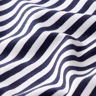 Tela de jersey de algodón Rayas delgadas – azul marino/blanco, 