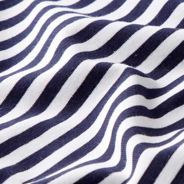 Tela de jersey de algodón Rayas delgadas – azul marino/blanco,  image number 2