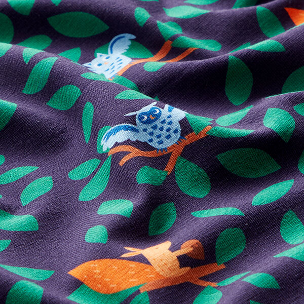 Tela de jersey de algodón Búhos Impresión digital | PETIT CITRON – azul marino – Muestra,  image number 2