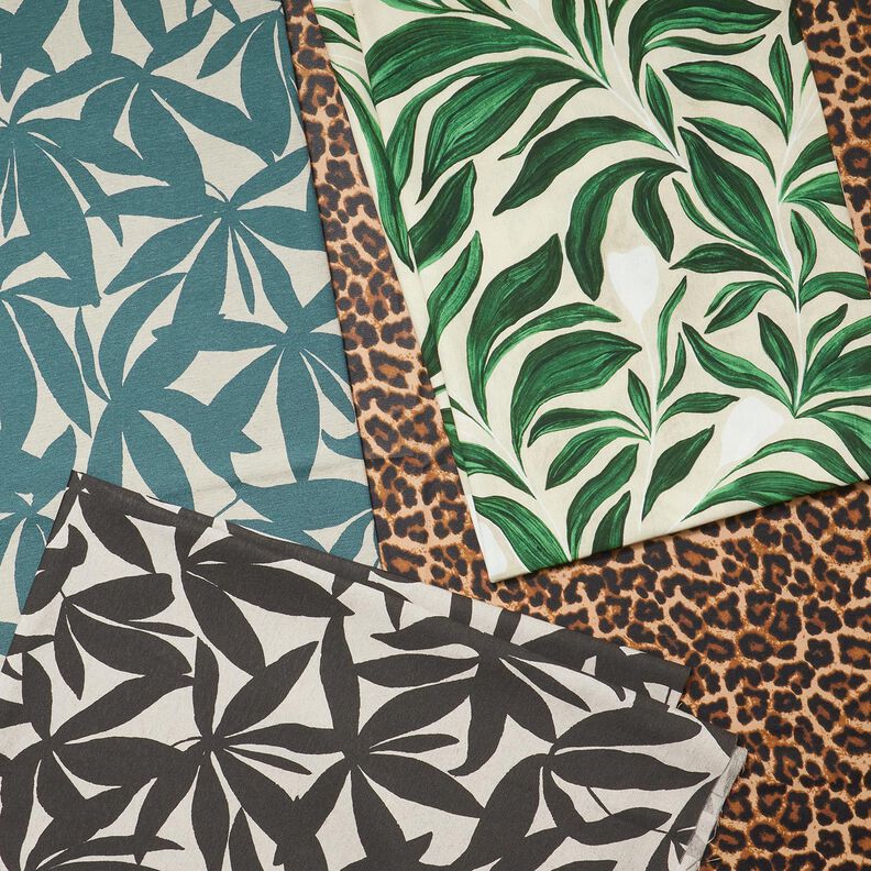 Tela decorativa Panama media Hojas lisas – azul océano/naturaleza,  image number 7