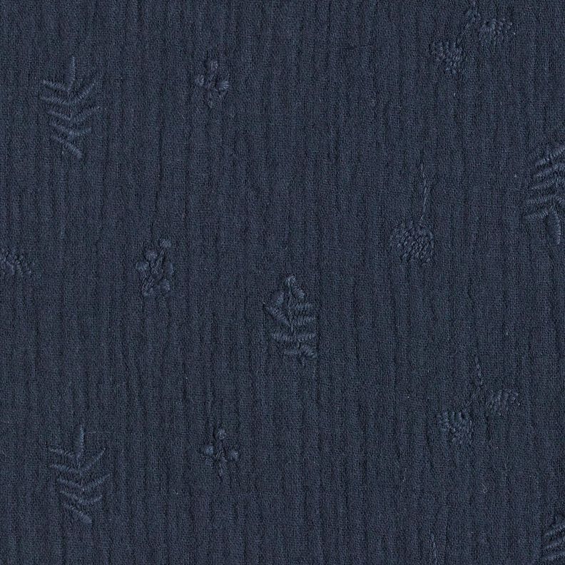 Muselina/doble arruga Flores y ramas bordadas – azul marino,  image number 1