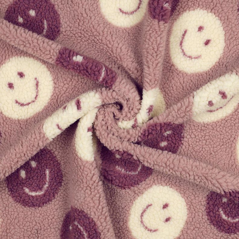 Felpa de peluche Smilies | Poppy Fabrics – rosa viejo oscuro/blanco lana,  image number 3