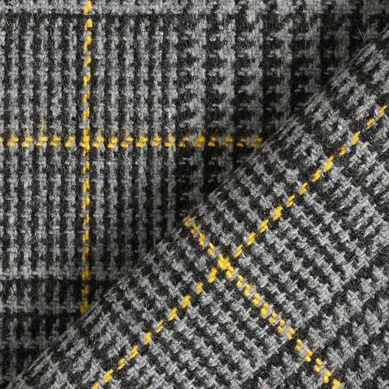 Tela de lana Príncipe de Gales – gris oscuro/amarillo,  image number 6