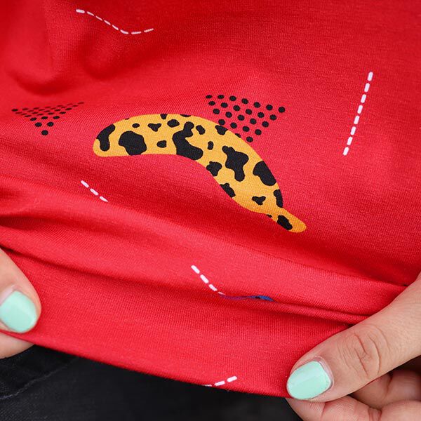 Tela de jersey de algodón Frutas animales | DIY Eule – rojo – Muestra,  image number 7