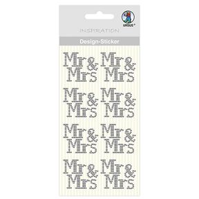 Pegatina con diseño Mr & Mrs [ 8 Unidad ] – plateado metálica, 