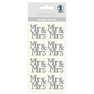 Pegatina con diseño Mr & Mrs [ 8 Unidad ] – plateado, 