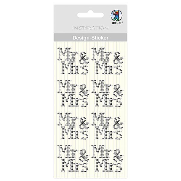 Pegatina con diseño Mr & Mrs [ 8 Unidad ] – plateado metálica,  image number 1