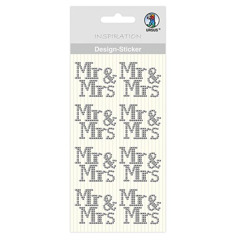Pegatina con diseño Mr & Mrs [ 8 Unidad ] – plateado metálica,  image number 1