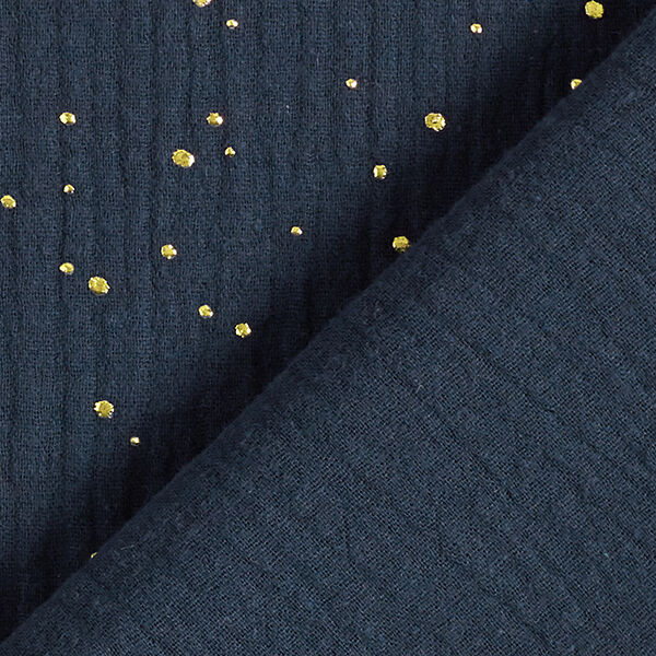 Muselina de algodón con manchas doradas dispersas – azul marino/dorado,  image number 4