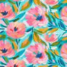 Tela decorativa Sarga de algodón Flores pintadas  – rosa/turquesa,  thumbnail number 1