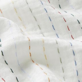 Muselina/doble arruga Telas a rayas de colores – blanco lana, 