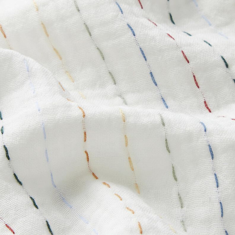 Muselina/doble arruga Telas a rayas de colores – blanco lana,  image number 2