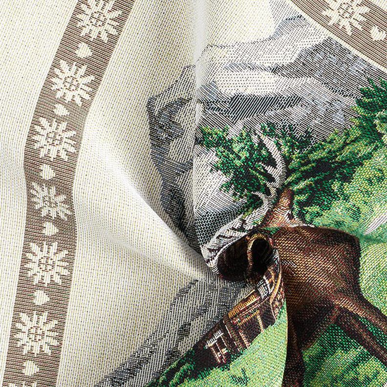 Panel decorativo Tapiz Refugio de montaña y ciervos – marrón/verde,  image number 3