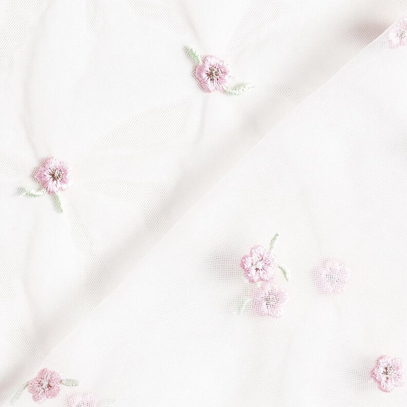 Malla fina Flores bordadas – blanco/rosado,  image number 5