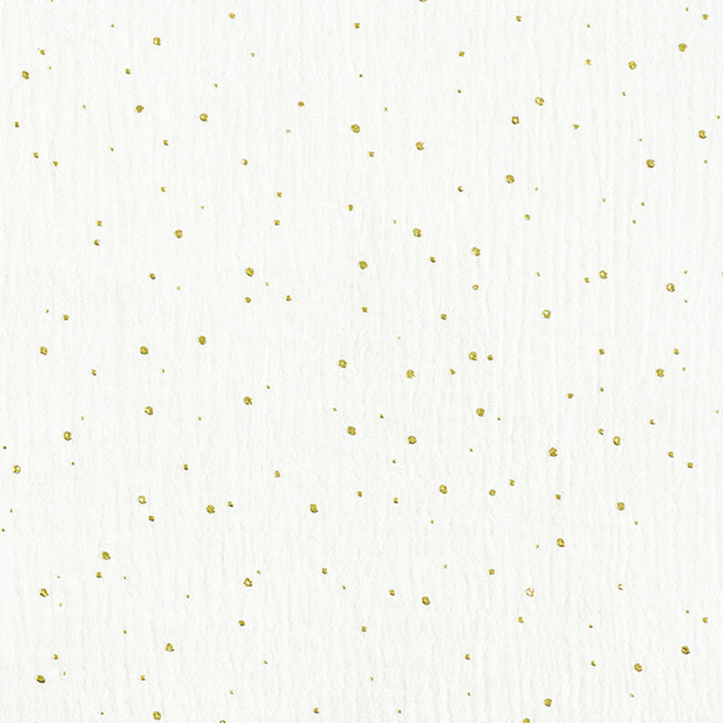 Muselina de algodón con manchas doradas dispersas – blanco/dorado,  image number 1