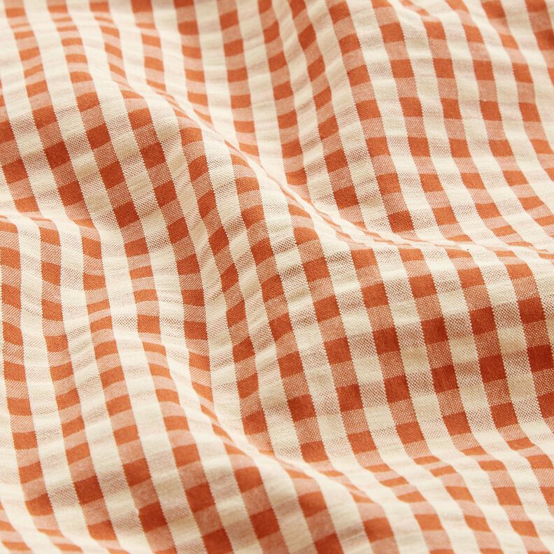 Tela Seersucker Algodón Cuadros tejidos – terracotta/beige claro,  image number 2
