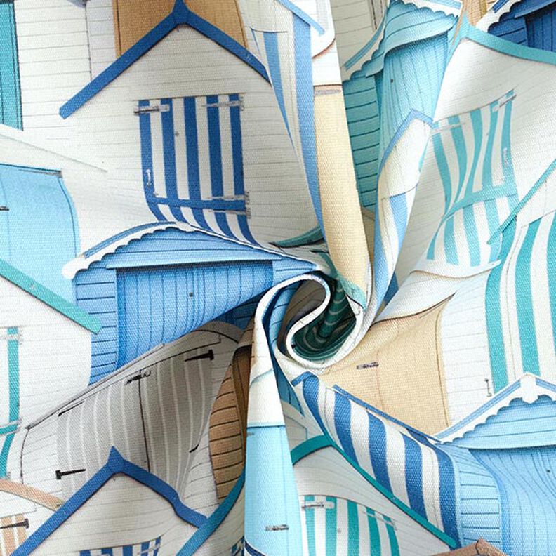 Telas para exteriores Lona Casa en la playa – azul/blanco,  image number 3