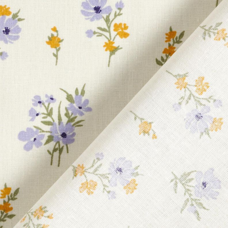 Tela de algodón Cretona Mini flores – crema/lila,  image number 4
