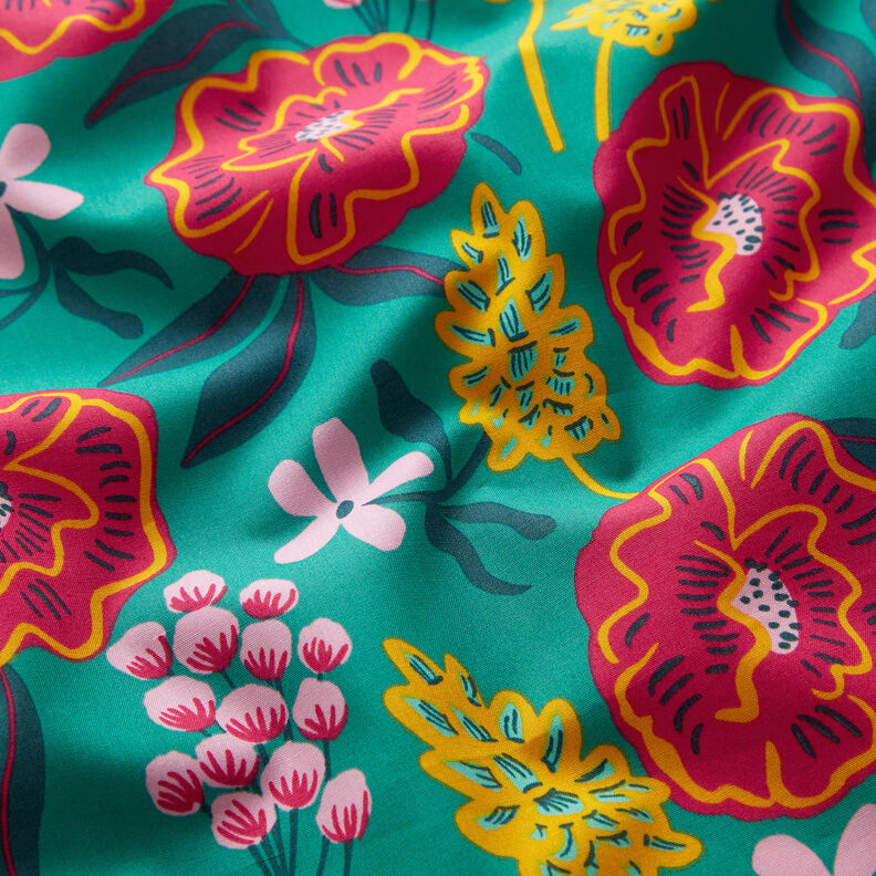 Popelina de algodón Fresh Flowers | Nerida Hansen – verde esmeralda,  image number 2