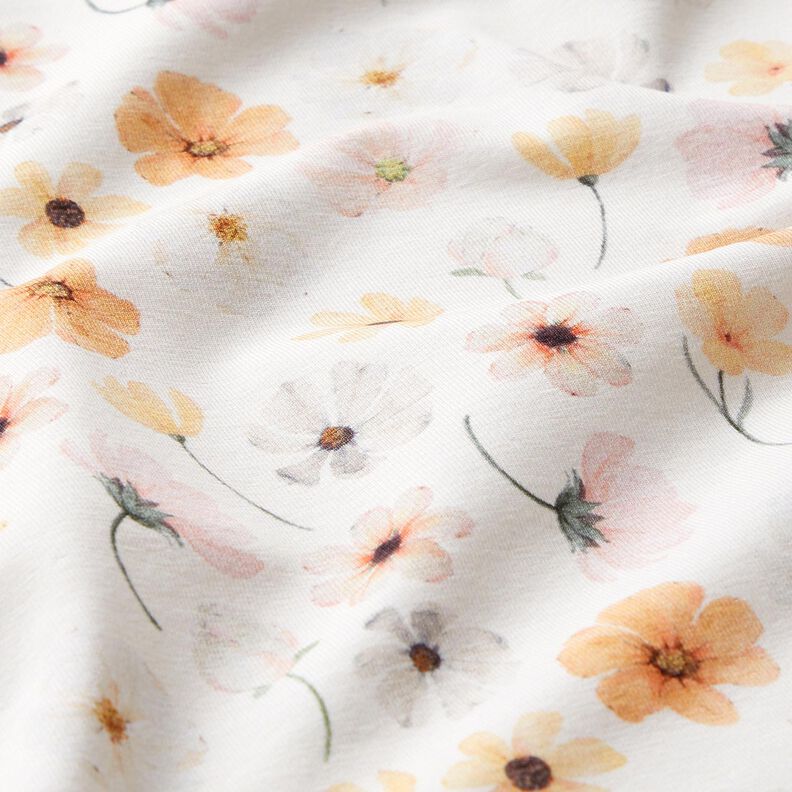 GOTS Tela de jersey de algodón Prado con flores Impresión digital – beige,  image number 2