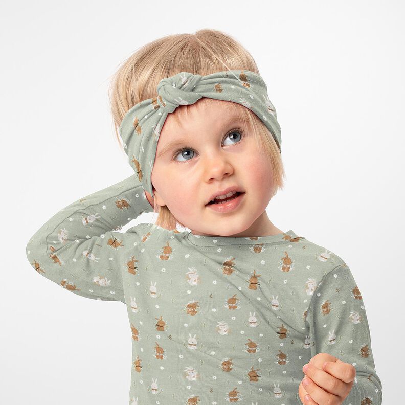 Tela de jersey de algodón Bonitos conejitos Impresión digital – caña | Retazo 90cm,  image number 5