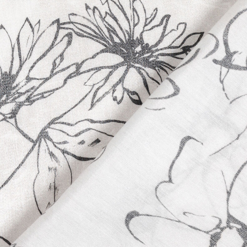 Mezcla viscosa brillo metalizado dibujo floral – blanco/negro,  image number 5