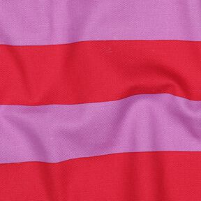 Tela decorativa Lona Rayas alegres – violeta pastel/chili, 