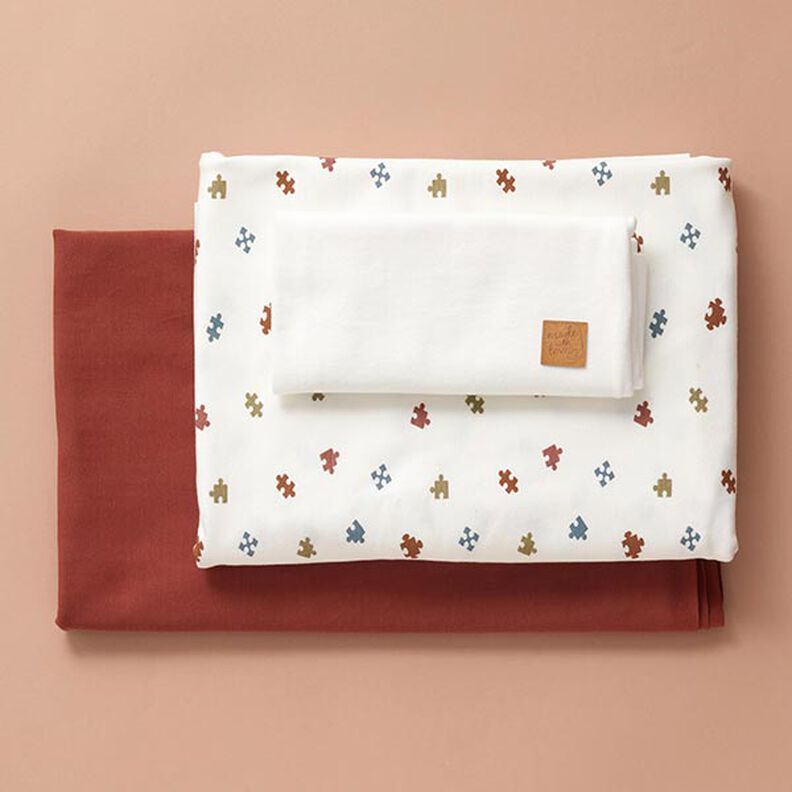 Paquete de telas de Jersey Piezas de puzzle – blanco lana,  image number 1