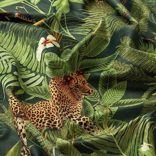 Terciopelo decorativo Leopardo de la selva – verde, 