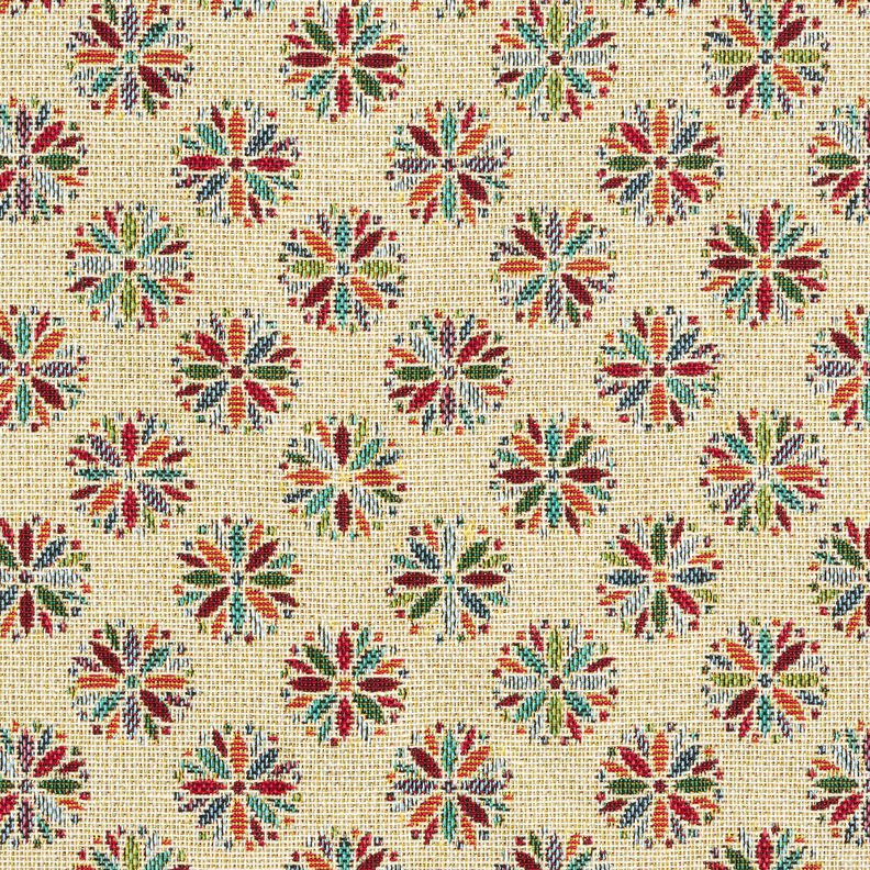 Tela decorativa Tapiz Mandalas de flores pequeñas – beige claro/rojo,  image number 1