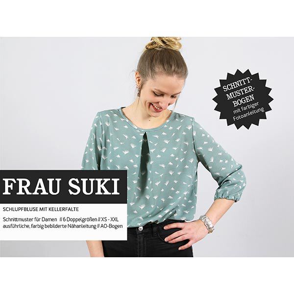 FRAU SUKI - Blusa slip-on con pliegues invertidos, Studio Schnittreif  | XS -  XXL,  image number 1