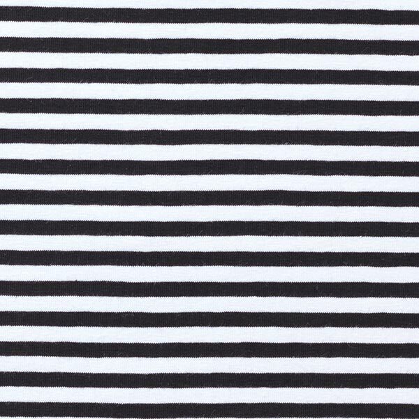 Tela de jersey de algodón Rayas delgadas – negro/blanco,  image number 1