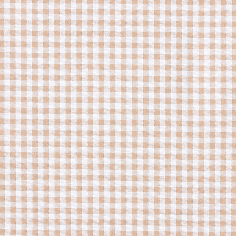 Tela Seersucker Mezcla de algodón Cuadros vichy – beige,  image number 1