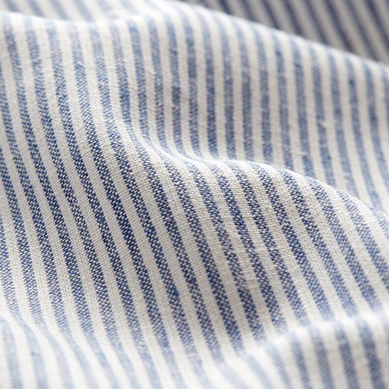 Mezcla de lino y algodón Rayas estrechas – azul vaquero/blanco lana,  image number 2