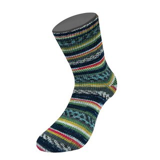 LANDLUST Sockenwolle „Bunte Bänder“, 100g | Lana Grossa – gris/coral, 
