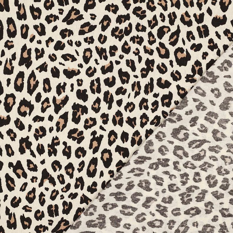 Mezcla de lino y viscosa Estampado de leopardo | Poppy Fabrics – blanco lana/negro,  image number 4