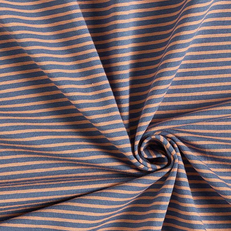 Punto de algodón con rayas estrechas – cobre/azul vaquero,  image number 3