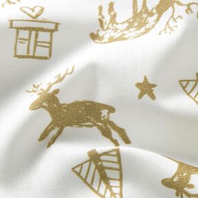 Tela de algodón Cretona Renos y estrellas – marfil/dorado, 