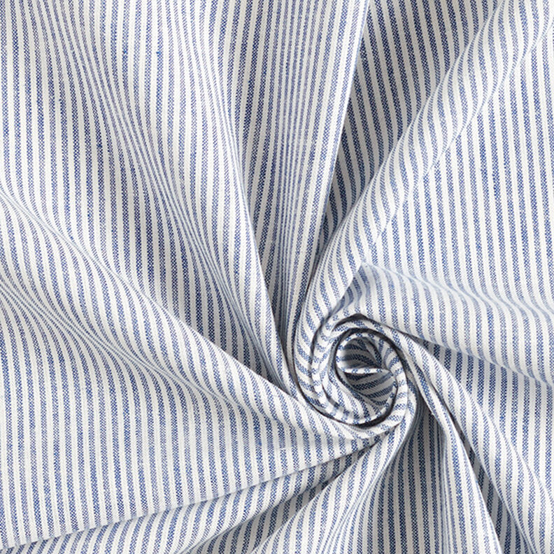 Mezcla de lino y algodón Rayas estrechas – azul vaquero/blanco lana,  image number 3