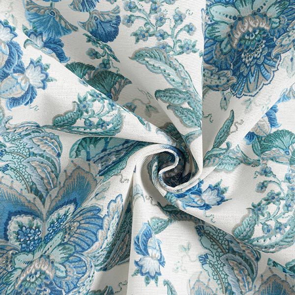 Tela decorativa Lona Adornos florales orientales 280 cm – blanco/azul,  image number 3