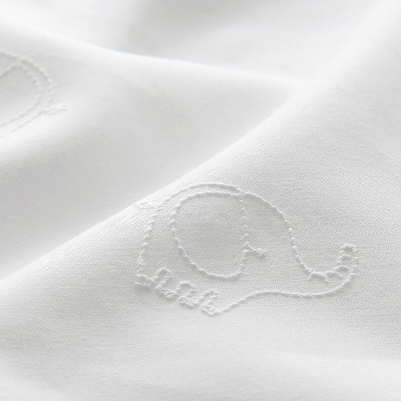 Satén de algodón Bordado de elefante – blanco,  image number 2