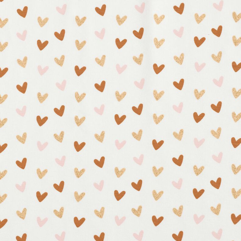Tela de jersey de algod&oacute;n Corazones brillantes &ndash; marfil,  image number 1